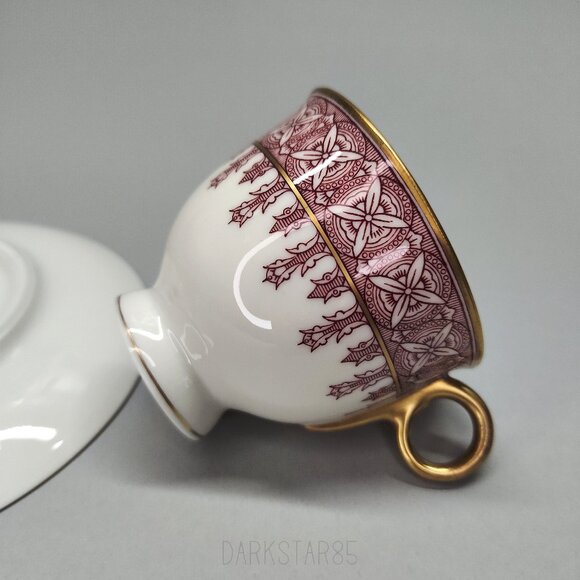 Theodore Haviland New York Cambridge Crimson Footed Demitasse Teacup and Saucer - Picture 4 of 10